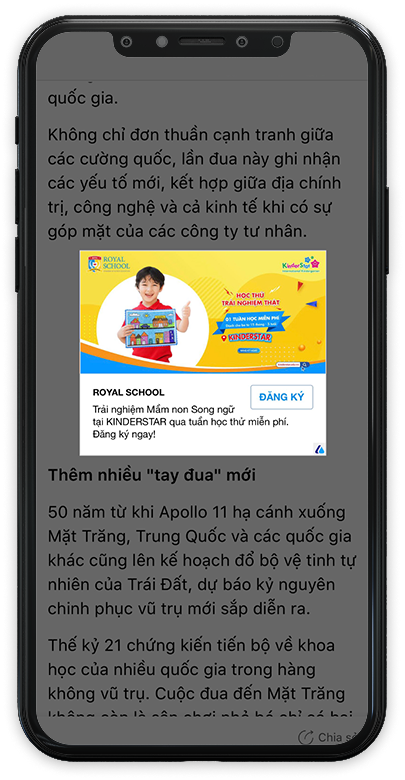 Quảng cáo xuất hiện trên trang Báo Mới